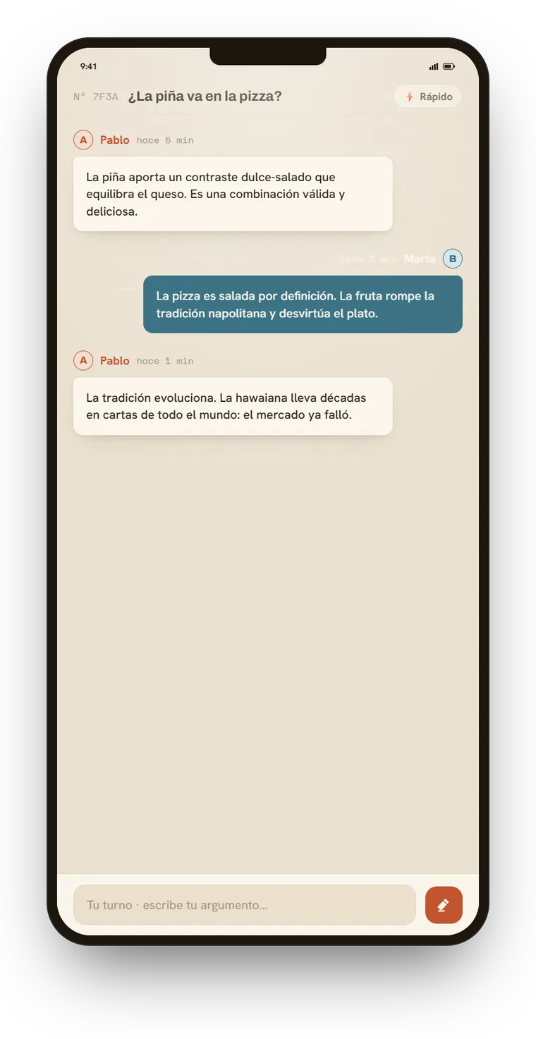 Vista oral: cada parte escribe su versión por turnos.